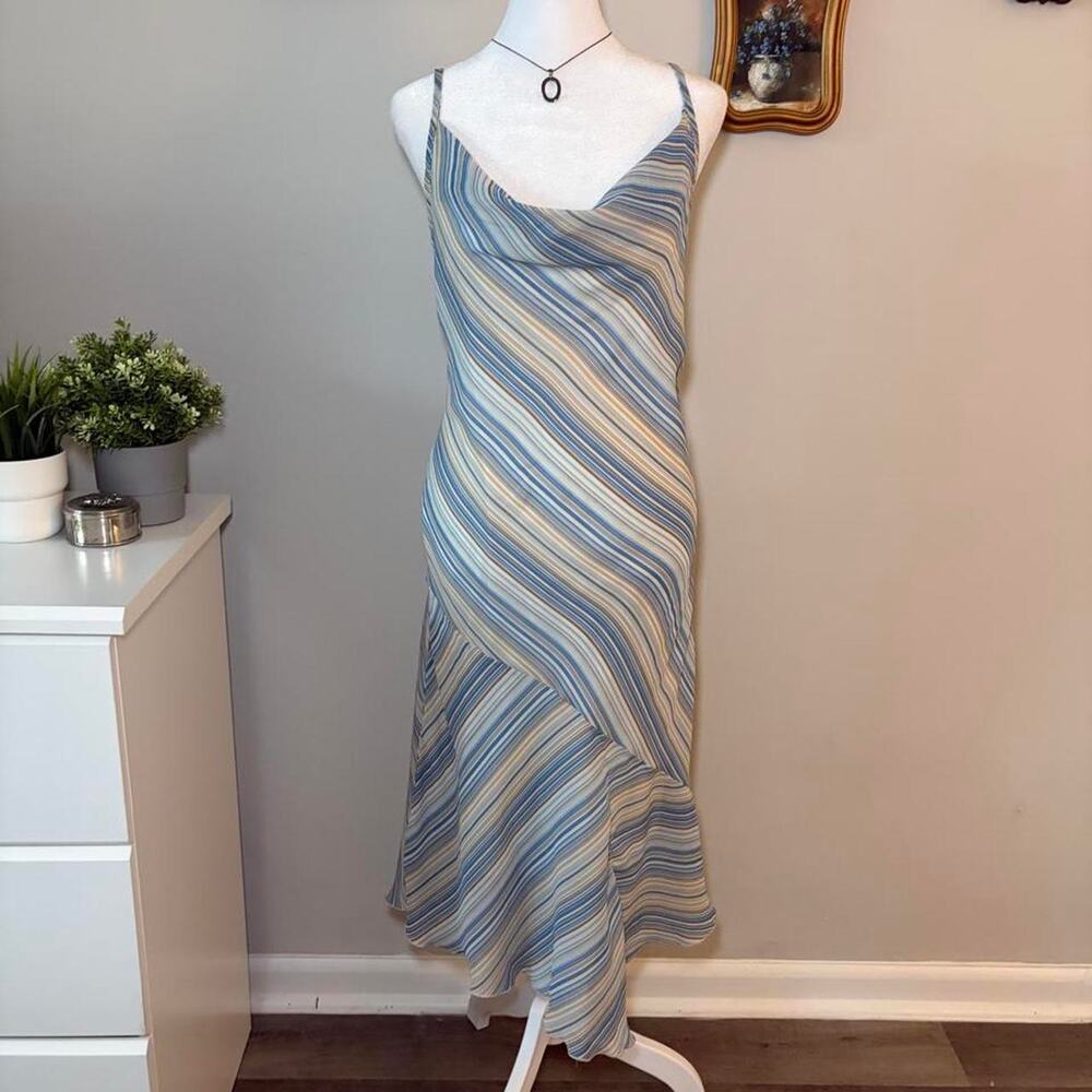 Y2K Charlotte Russe Wavy Stripe Cowl Neck Slip Dress